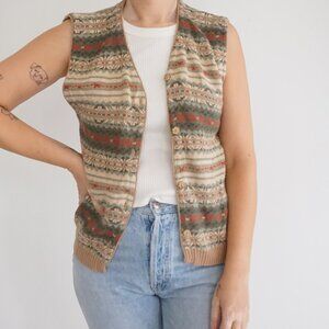 Vintage Woolrich Fair Isle Knit Sweater Vest Cabincore Cottagecore M